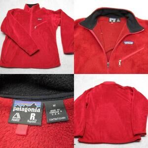 Patagonia Regulator Sweater Mens Medium Red Fleece Fuzzy Knit‎ 1/2 Zip USA Made